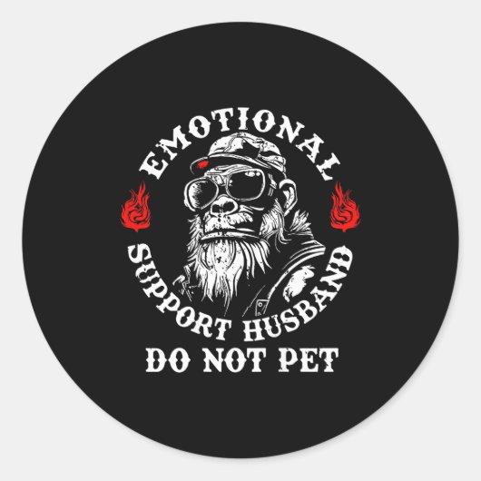 Emotional Suprt Husband Do Not Pet Funny Monkey (o ラウンドシール (正面)