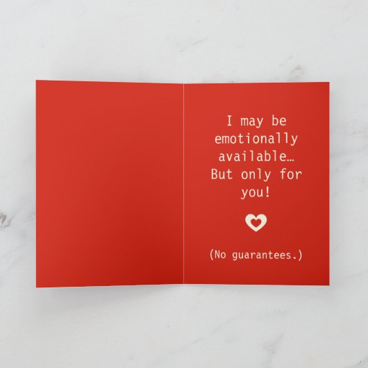 Emotionally Available (Sometimes) Funny Valentine シーズンカード (内部)