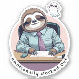 Emotionally Clocked Out – Introvert Mood Humour シール