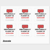 Emotionally Fluent In Sarcasm Funny Sticker スクエアシール (シート)