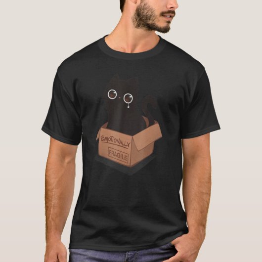 Emotionally Fragile Black Cat Kitten Introvert Tシャツ (正面)