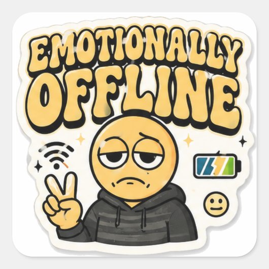 Emotionally Offline ステッカー | 面白い内向型のミーム (正面)