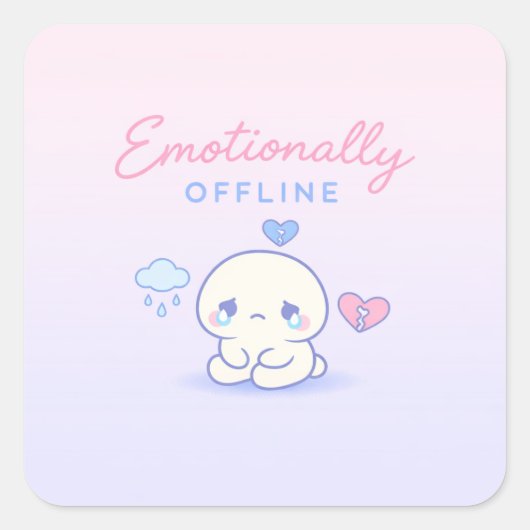 Emotionally Offline Aesthetic Introvert スクエアシール (正面)