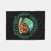 Emotionally Shelled Funny Hermit Crab Humor Quote  フリースブランケット (正面(横))