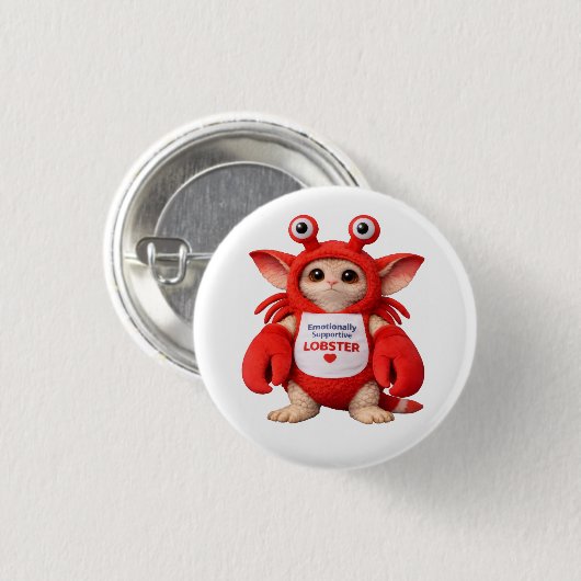 Emotionally Supportive Lobster Button 缶バッジ (正面&裏面)