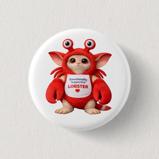 Emotionally Supportive Lobster Button 缶バッジ (正面)