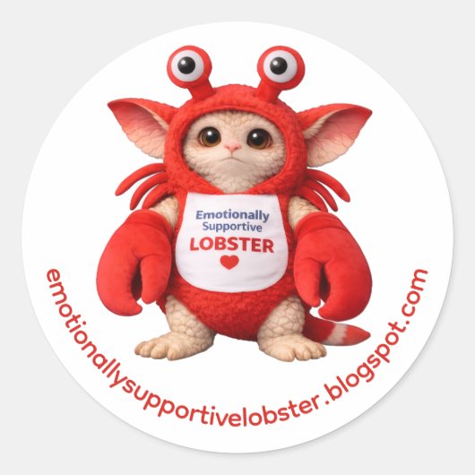 Emotionally Supportive Lobster Stickers ラウンドシール (正面)