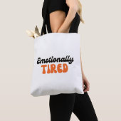 Emotionally Tired Retro Bubble Text Design トートバッグ (クローズアップ)