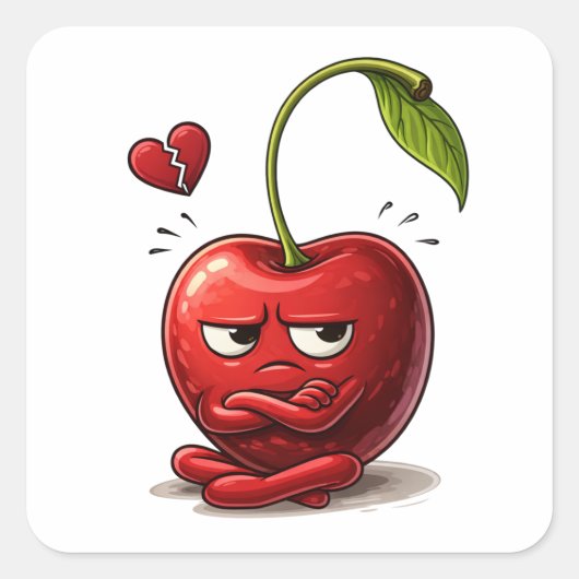 Emotionally Unavailable Cherry Sticker スクエアシール (正面)