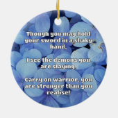 Empathウォリアー前向きル引用文勇気付けられる セラミックオーナメント (裏面)