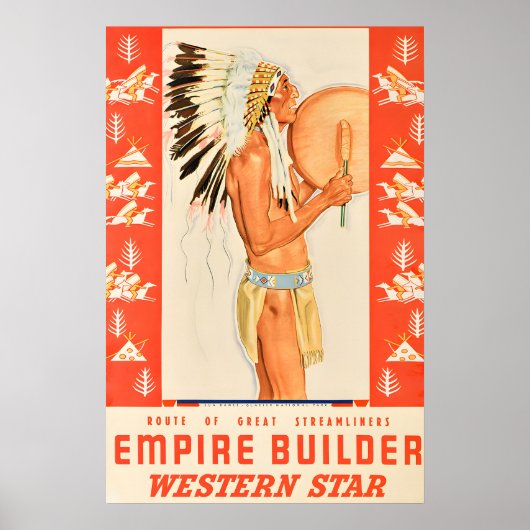 Empire Builder - Western Star - Vintage Travel ポスター (正面)