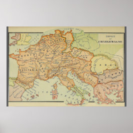 Empire of Charlemagne Map (1886) ポスター