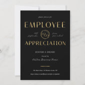 Employee Appreciation Black & Gold Logo Business 招待状 (正面)
