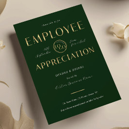 Employee Appreciation Green & Gold Logo Business 招待状