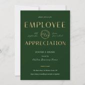 Employee Appreciation Green & Gold Logo Business 招待状 (正面)