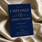 Employee Appreciation Navy & Gold Logo Business 招待状