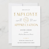 Employee Appreciation White & Gold Logo Business 招待状 (正面)