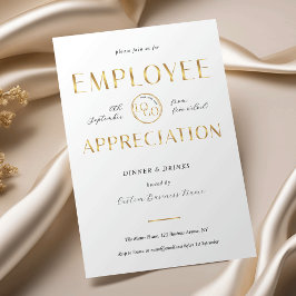 Employee Appreciation White & Gold Logo Business 招待状