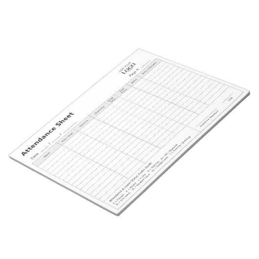 Employee Attendance Log | Daily Timesheet Notepad ノートパッド (アングル)