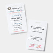 Employee Badge | セキュリティID – 顔写真カード バッジ (正面&裏面)