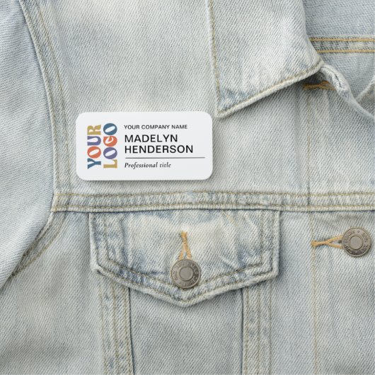 Employee Branded Company Logo White Magnetic 名札 (インサイチュ)