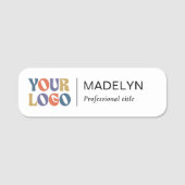 Employee Business Company Logo White Magnetic  名札 (正面)