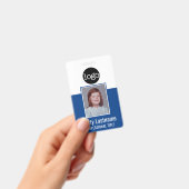 Employee ID - 写真、QRコード、ロゴ、名前 青バッジ バッジ (手持ち)