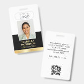 Employee ID 名前 会社ロゴ ブラックゴールド ビジネス バッジ (正面&裏面)