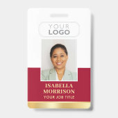 Employee ID 名前 会社 ロゴ 赤 ゴールド ビジネス バッジ (正面)
