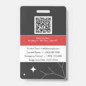 Employee ID card with photo and QR code バッジ (裏面)