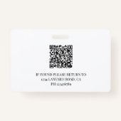 Employee ID Photo QR Simple Logo  バッジ (裏面)