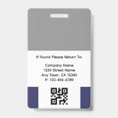 Employee Photo Badge-Gray, White, Navy Blue バッジ (裏面)