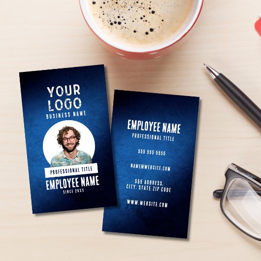 Employee Photo Blue Grunge Gradient Business 名刺