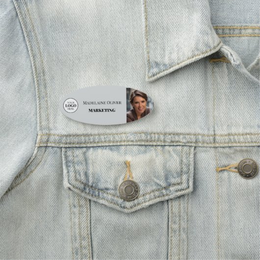  Employee Photo Grey Logo Simple 名札 (インサイチュ)