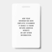 Employee Photo ID Company Security Badge バッジ (裏面)