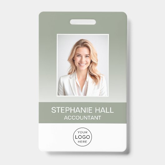 Employee Photo, Logo, Name Gradient バッジ (正面)