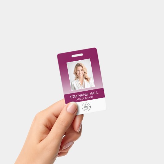 Employee Photo, Logo, Name Gradient バッジ (手持ち)