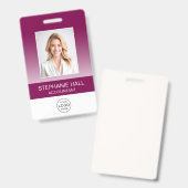 Employee Photo, Logo, Name Gradient バッジ (正面＆裏面)