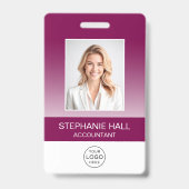 Employee Photo, Logo, Name Gradient バッジ (正面)