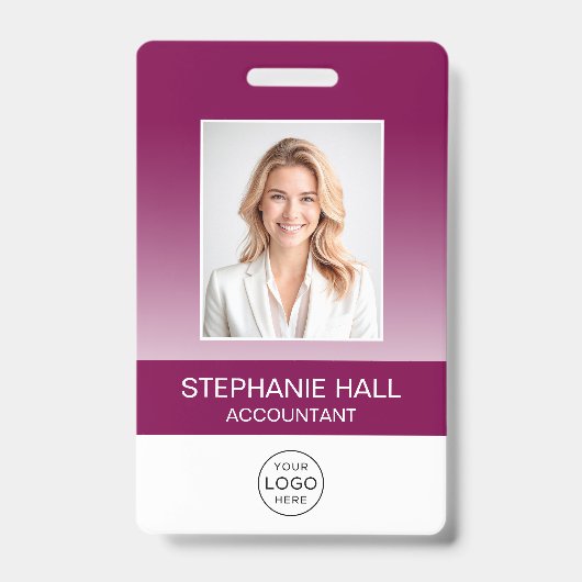 Employee Photo, Logo, Name Gradient バッジ (正面)