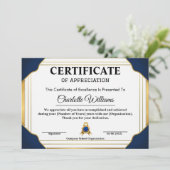 Employee Recognition Certificate ブルー ゴールド 2026 招待状 (スタンド正面)