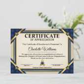 Employee Recognition Certificate ブルー ゴールド 2026 招待状 (スタンド正面)