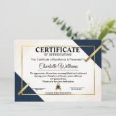 Employee Recognition Certificate ブルー ゴールド 2026 招待状 (スタンド正面)