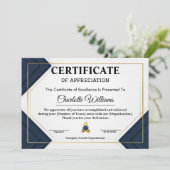 Employee Recognition Certificate ブルー ゴールド 2026 招待状 (スタンド正面)