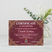 Employee Recognition Certificate Red Gold エンクロージャーカード (スタンド正面)