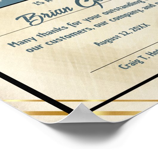 Employee volunteer excellence award certificate ポスター (角)