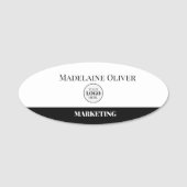  Employee White Black Logo Simple 名札 (正面)