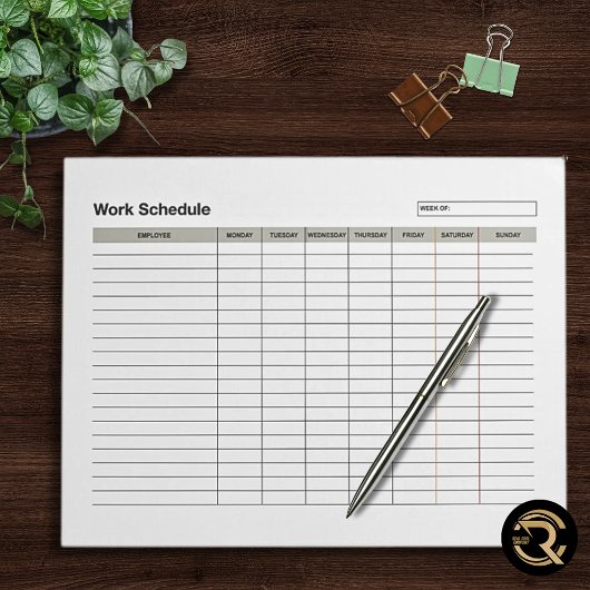 Employee Work Schedule  ノートパッド