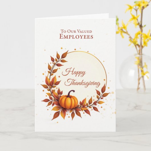 Employees Thanksgiving Appreciation Modern Pumpkin カード (黄色い花)