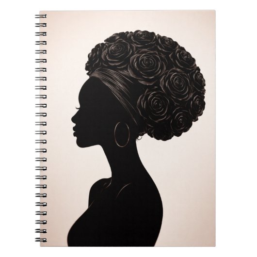 Empowered Black Woman Silhouette Journal ノートブック (正面)